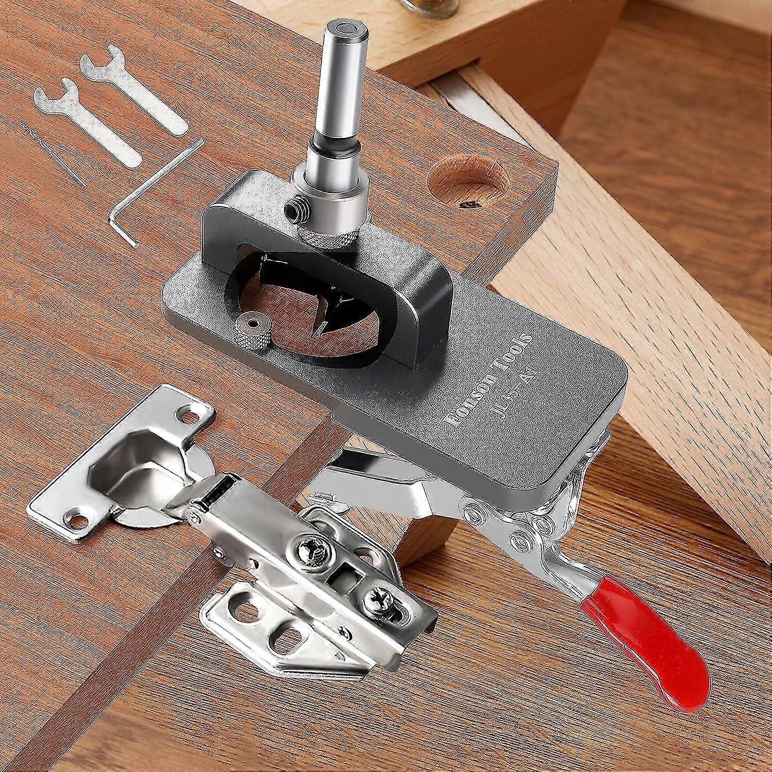 Riiai 35mm Cabinet Hinge Jig Drilling Hole Puncher, Accurate Locking Woodworking Dowel Jig Drill Guide Locator For Door Concealed Installation Househo