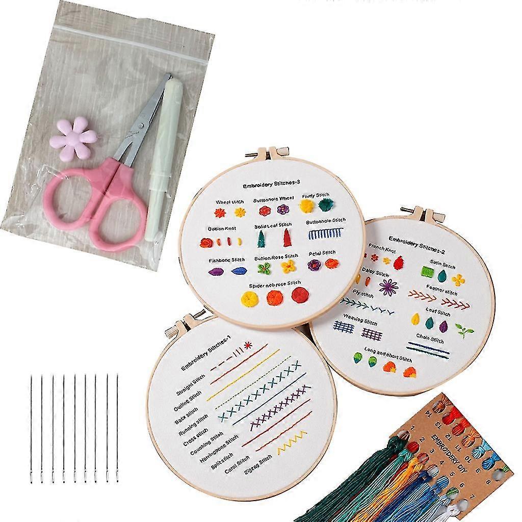 Beginners Hand Embroidery Stitch Practice Kits Include Needle Threads