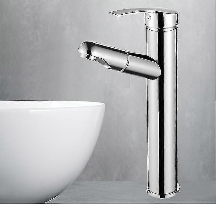 Pull-out Faucet (a6 Heightened Mirror Round Pull [single Water / Stainless Steel Material])