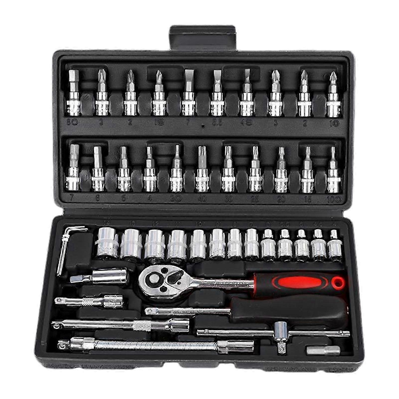 46pcs Car Repair Tool Socket Set Ratchet Wrench Spanner Combination Hand Tool Set