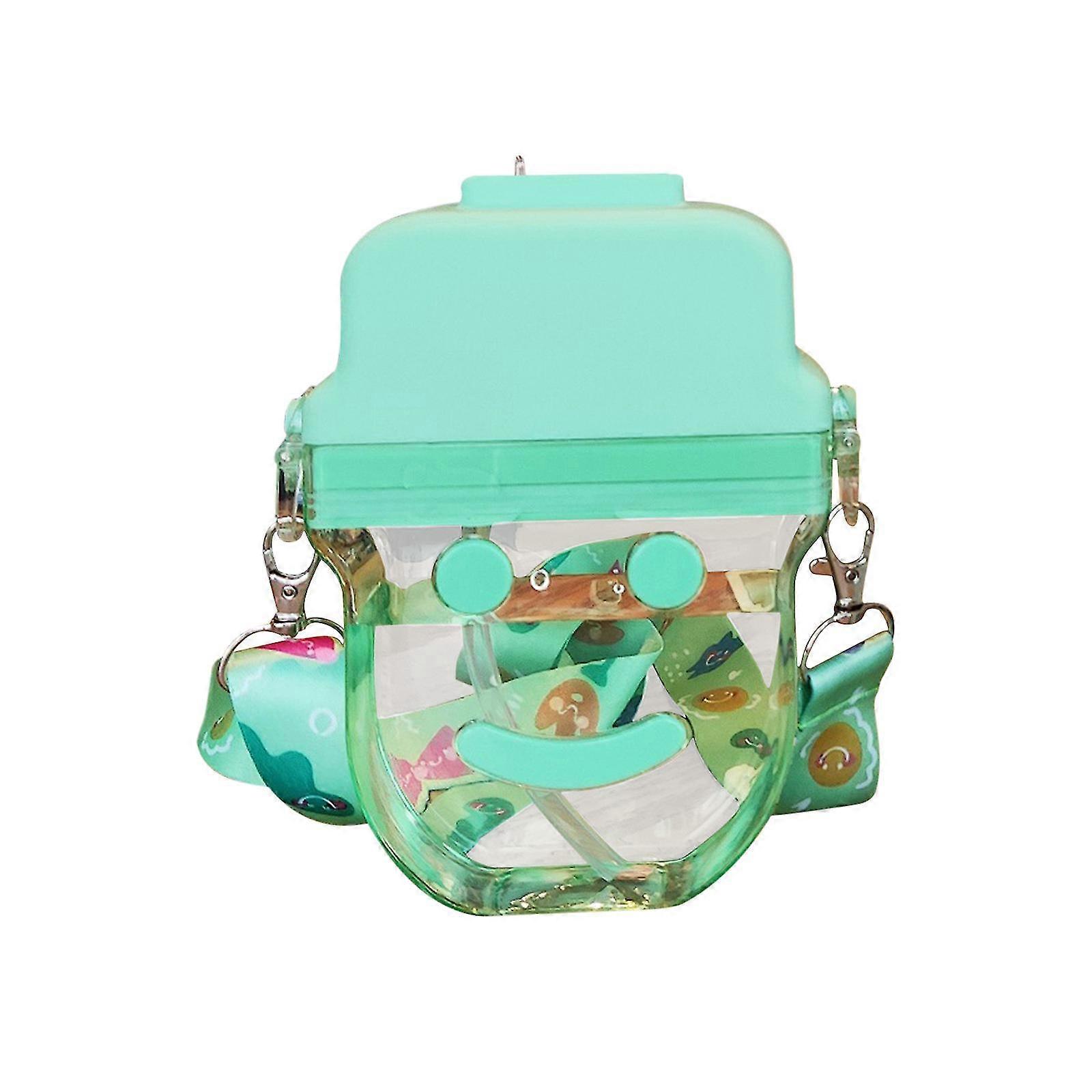 Lovely Water Bottle Straw Leakproof Plastic Shoulder Strap Drinking Kettle
