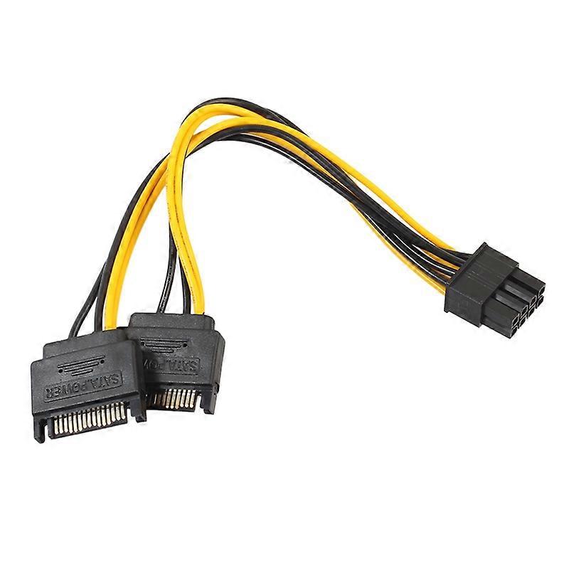 Dual 15Pin SATA to PCI-E 8Pin Cable PC Computer Graphics Card Power Cord