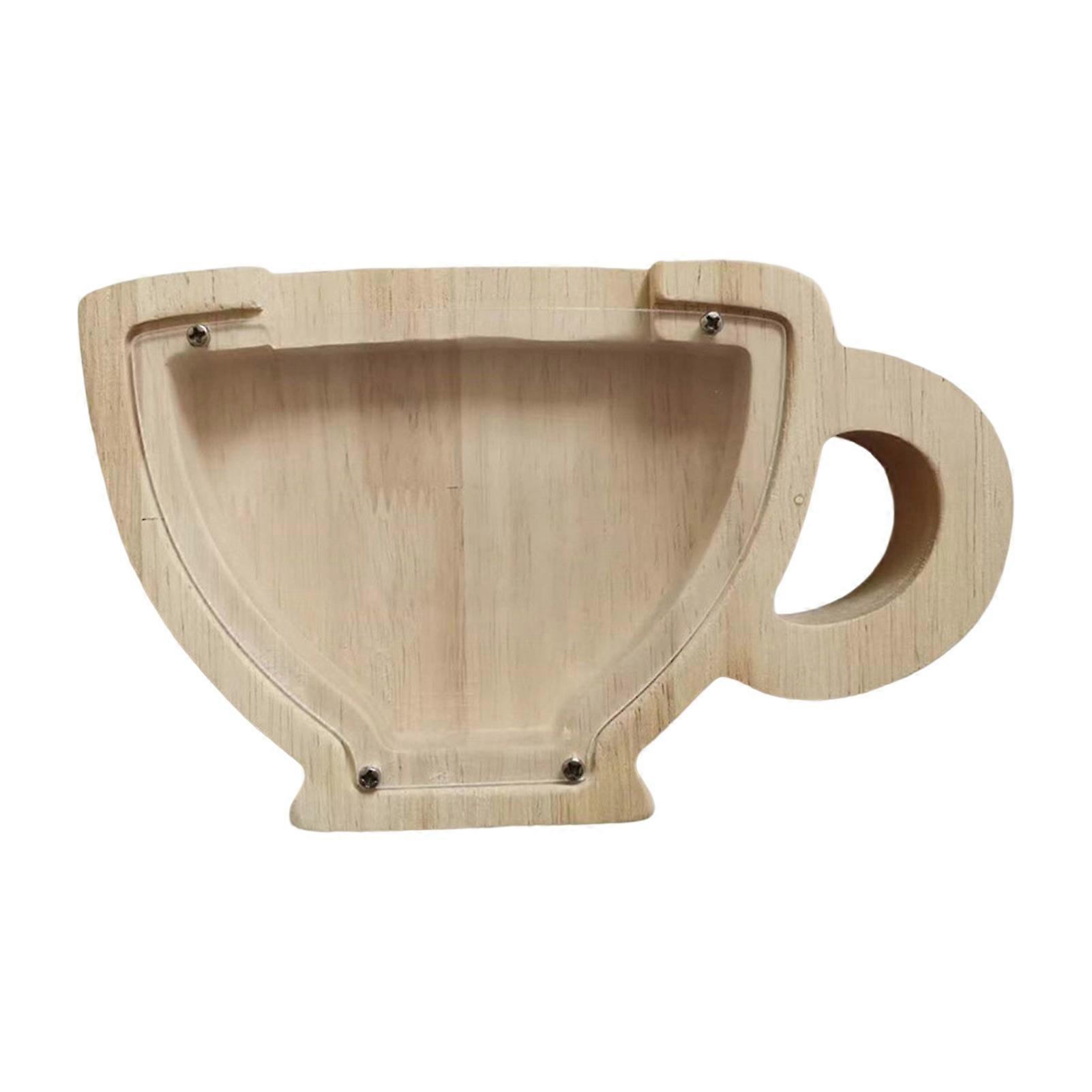 Cup Shape Piggy Bank Keep Tidy Safe Clear Window Storage Tank Can Household Supplies