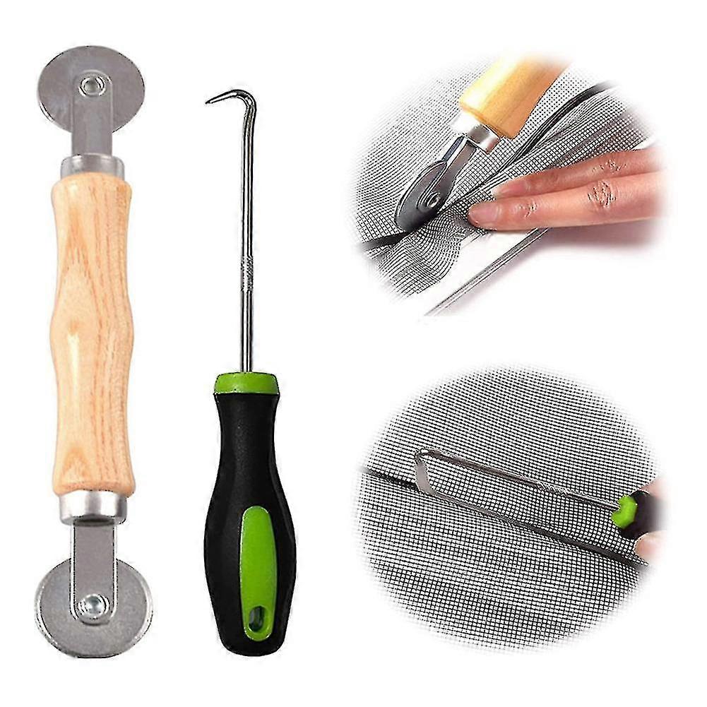 2pcs Screen Window Spline Roller Rubber Strip Hook Gauze Wheel Window Install Tool Screen Door Rolling Tool