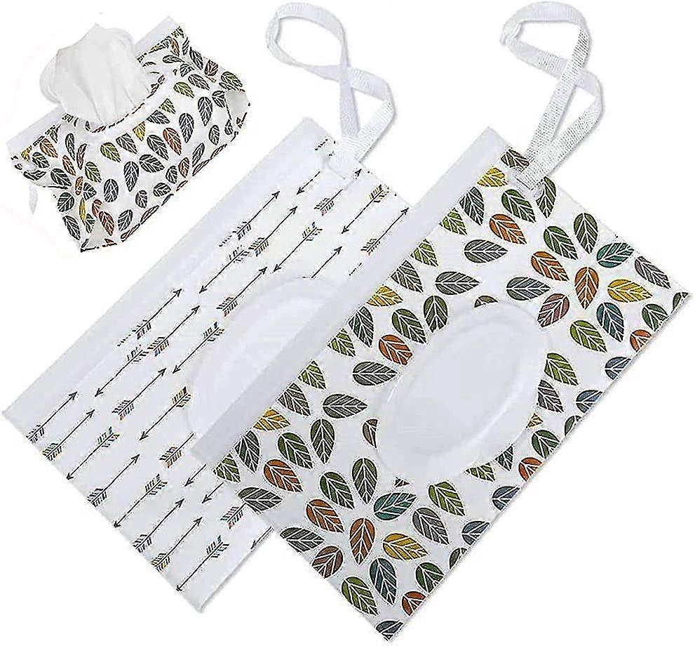 Wet Wipe Pouch, Reusable Baby Wipes Case Refillable Wipes Dispenser Container Wipes Bag For Baby And Adultwhite, Green2 Pcs