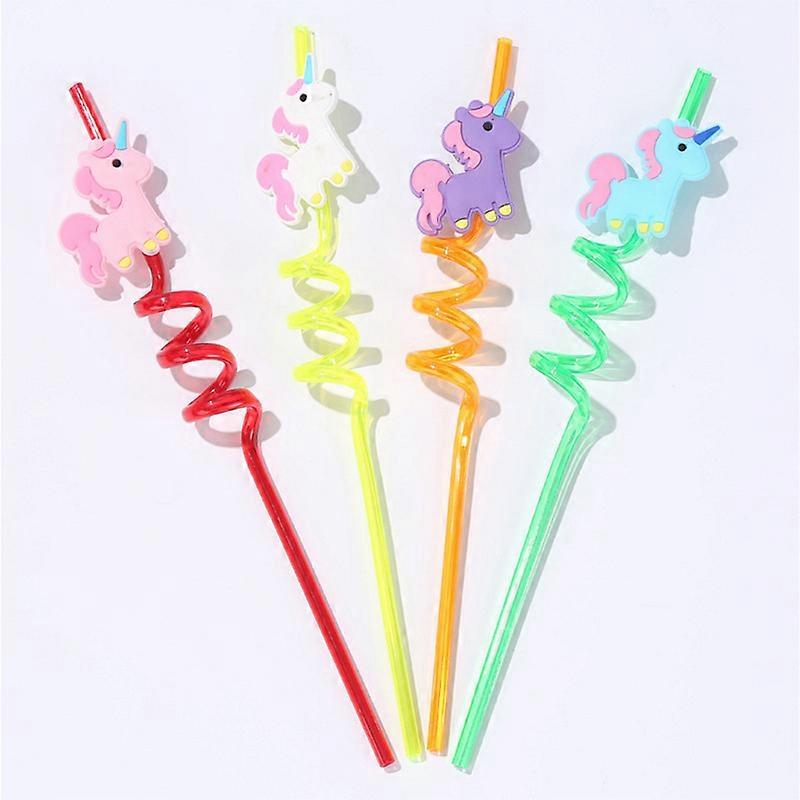 Drinking Straws Unicorn Colorful Curved