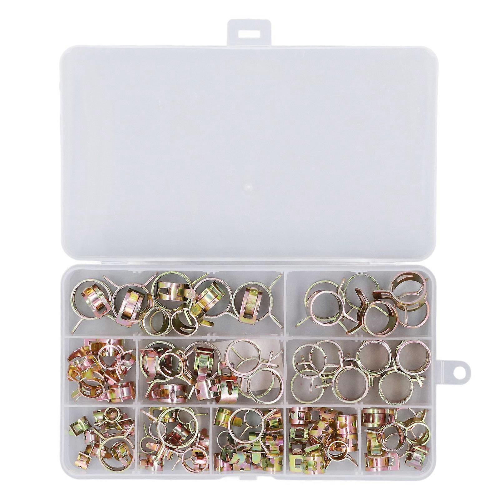 100Pcs Spring Band Type Clip Galvanized 6?17mm Hose Pipe Clamp Accessory Set Kit
