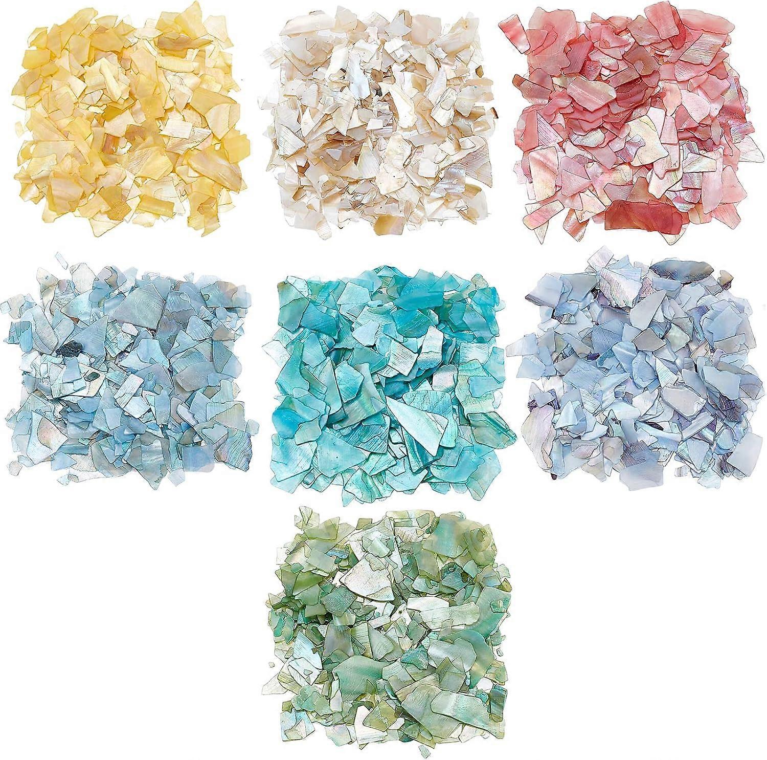 105g 7 Colors Irregular Abalone Seashell Slices 3D Nail Art Sequins Nail Art Shell Slices 1~20x1~15mm Paua Shell Cabochons Nail Art Decorations DIY Na