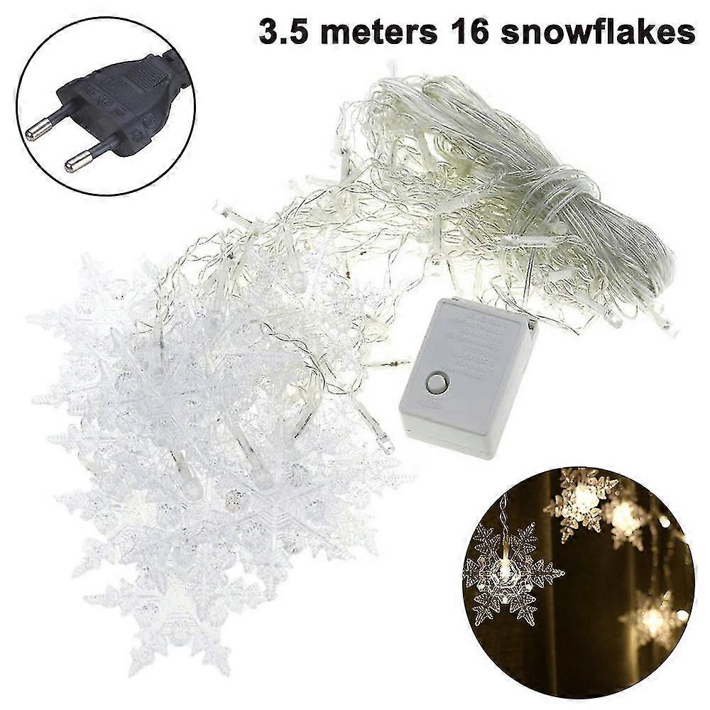 3.5m 96led Snowflake Curtain Light Plug In String Light Led Fairy Night Light, Perfect Compatible With Christmas Wedding Party Decoration Chandelier -