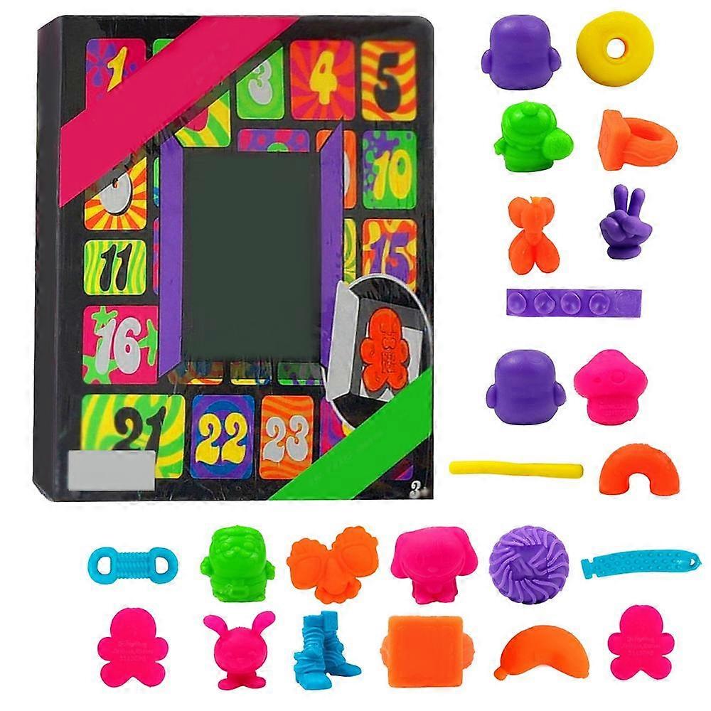 Christmas Stress Reliever Advent Calendar 24-hole Colorful Fun Squeezing Toys 24 Day Countdown Calendar Box Party Gift
