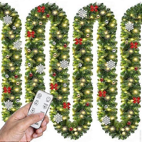 2024 julekrans opplyst dekorasjon fjernkontroll 5m 80 led timer dimbar 7 lysmoduser utendørs julepynt julekrans gran