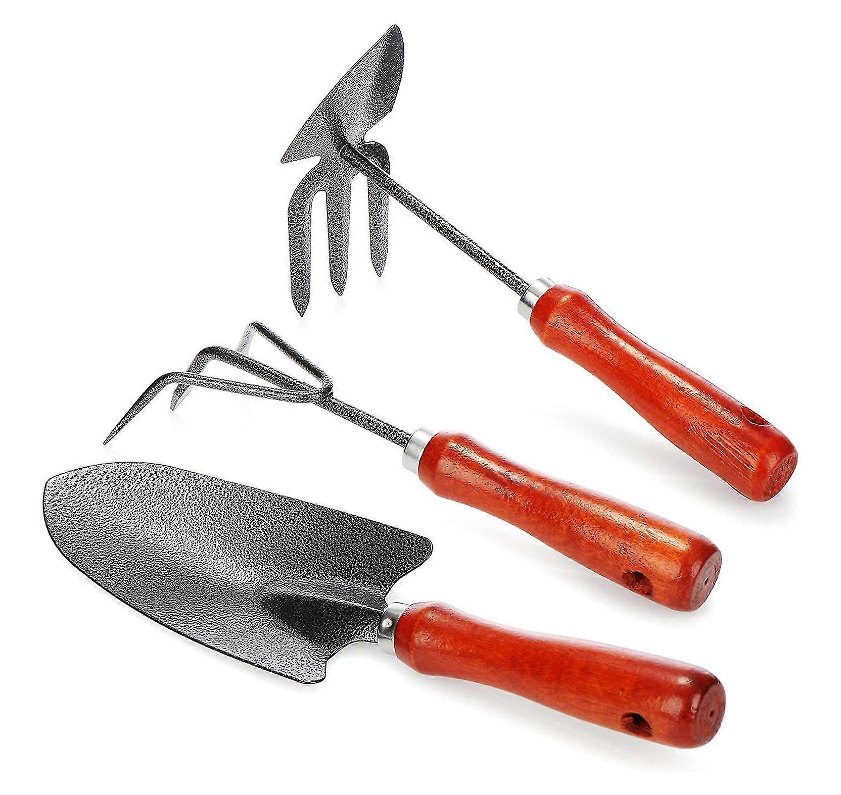 3-teiliges Gartengeräte-Set mit Doppelhacken-Handgrubber Blumenkelle