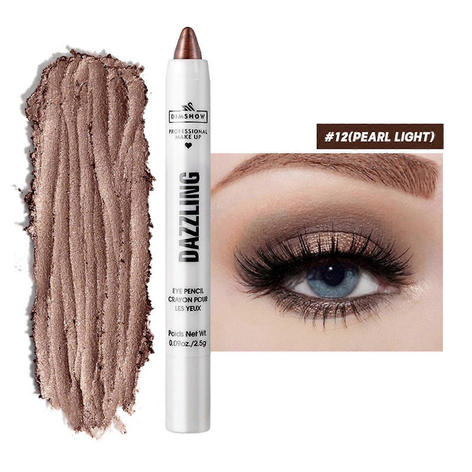 12 Color Pearlescent Eyeshadow Pencil Crayon Stick Shiny Diamond Glitter Cream Eyeshadow Pencil