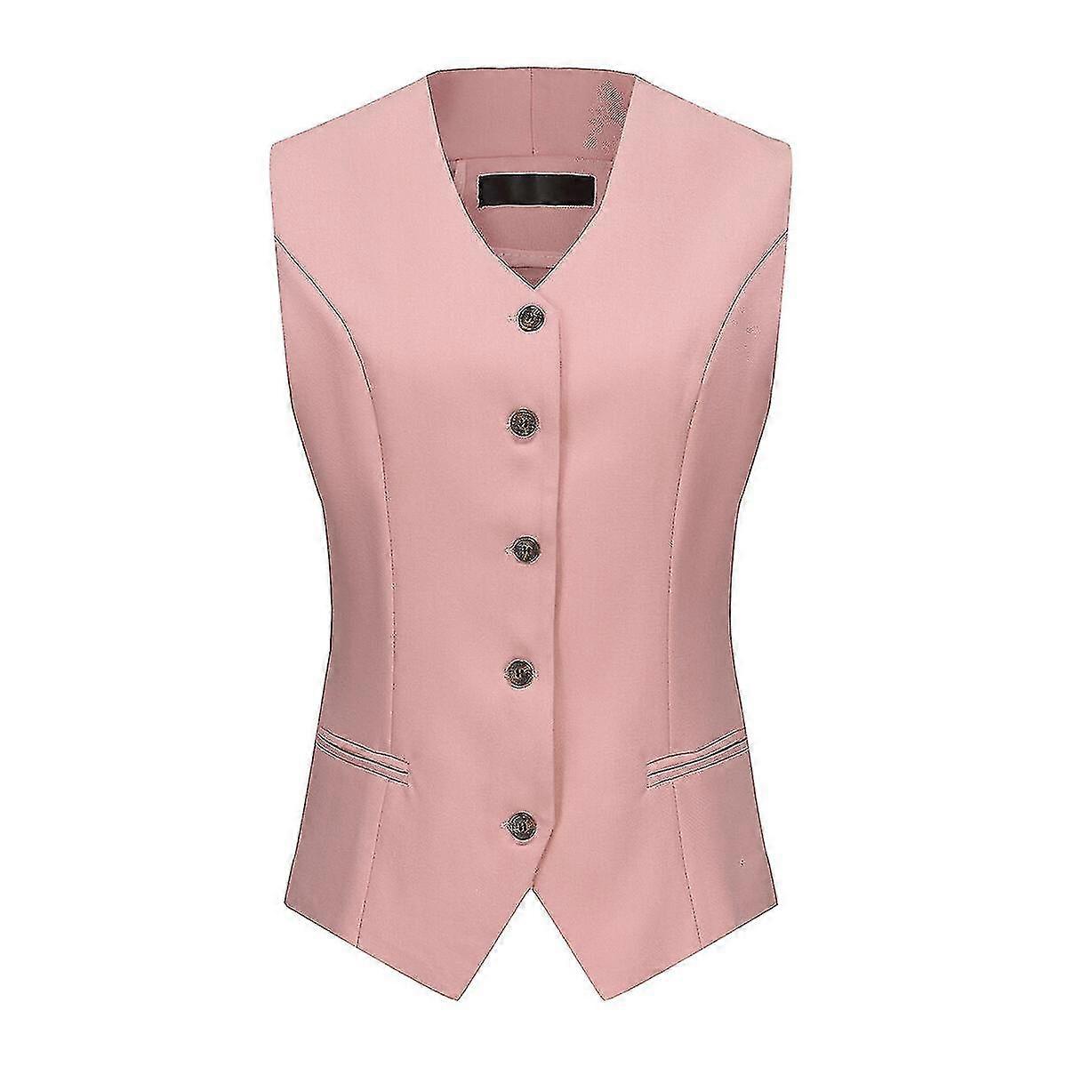 VAWAN Chaleco formal ajustado para mujer con cierre de botón Chaleco de trabajo