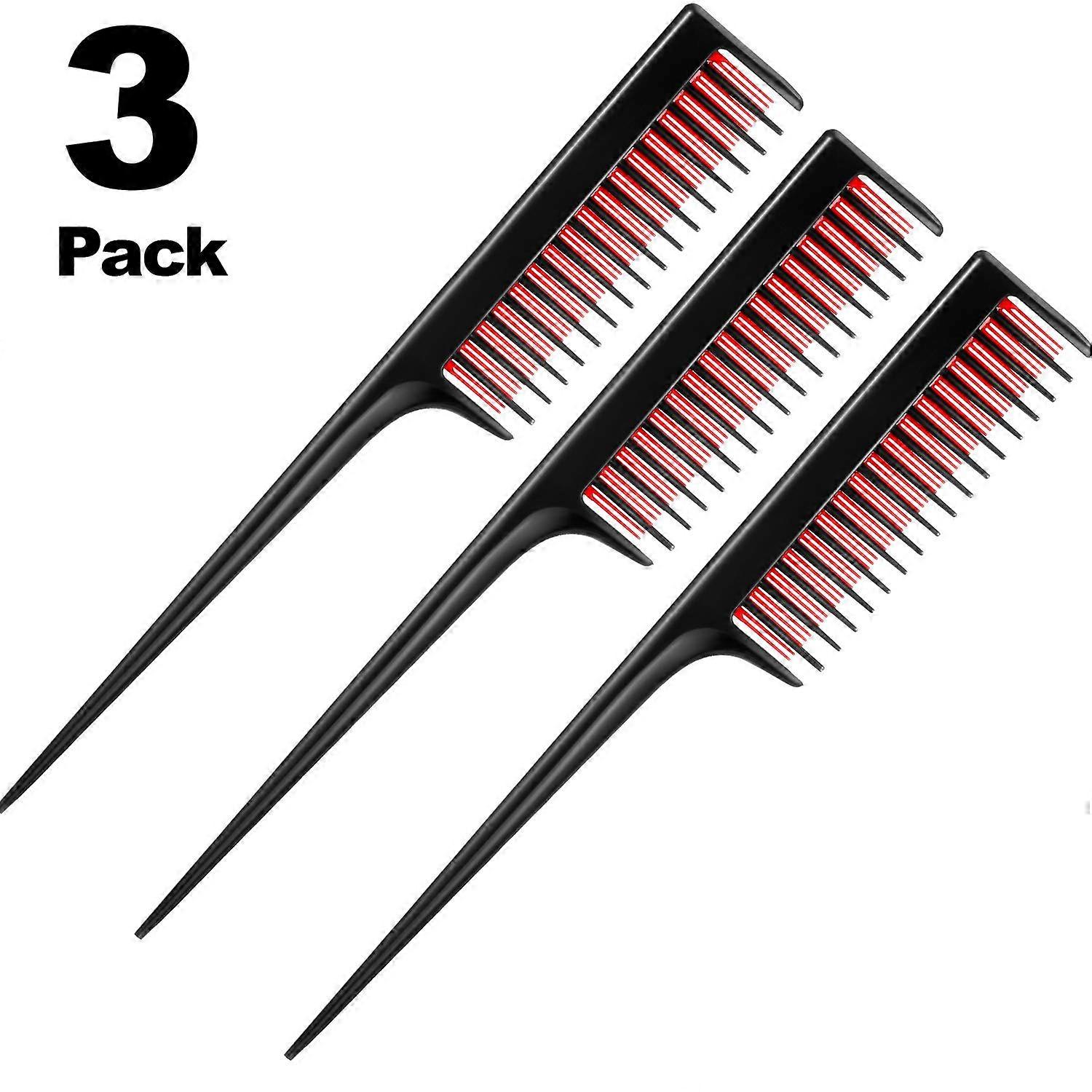 3 Piece Triple Teasing Comb, Rat Tail Combs for Women, Tool Structure Tease Layers Rat Tail Comb, Rat Tail Comb for Backcombing Root Teasing, Adding V