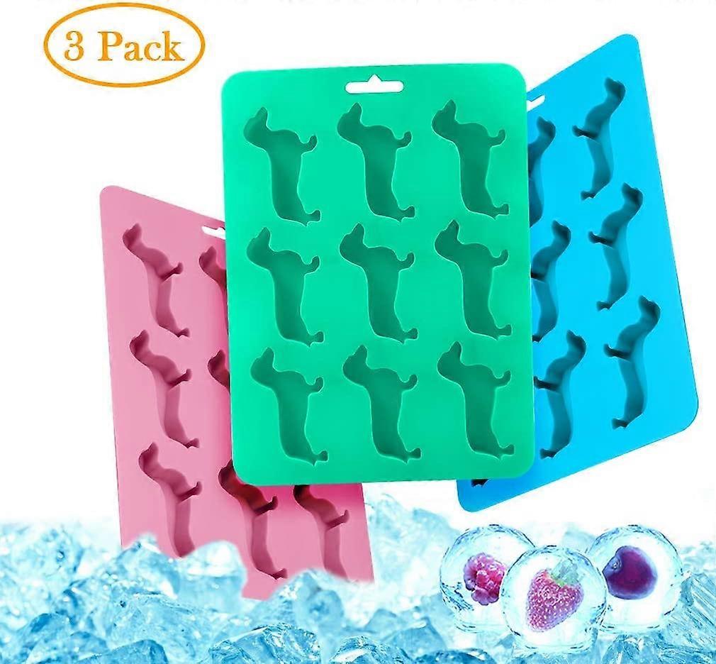 Set of 3 Dachshund Silicone Ice Cube Trays, BPA Free, for Whiskey, for Kids Parties and Baking