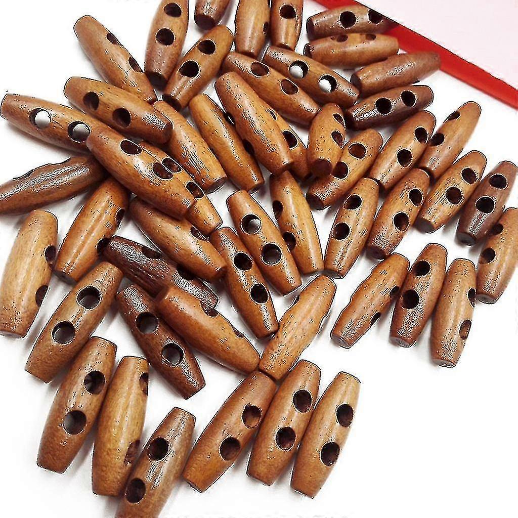 50 stk olivenformet træknapper 2 huller syknapper