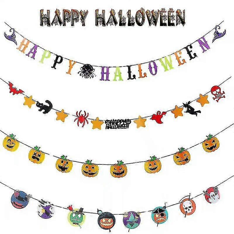 Halloween Pull Flag Pumpkin Paper Pull Flower Party Pennant