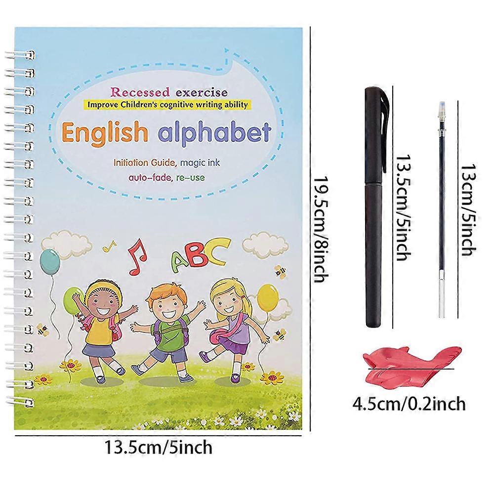 English Handwriting Practice Copybook Set for Kids Tracing Calligraphic Letters and Drawing