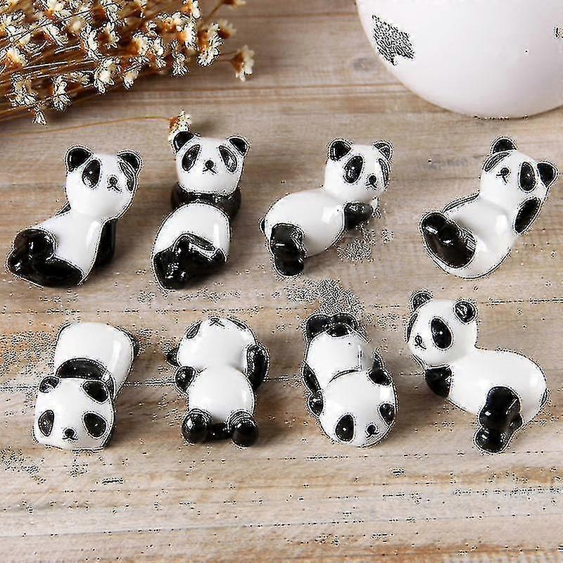 Super Cute Black and White Ceramic Panda Chopsticks Rest Rack - 8pcs