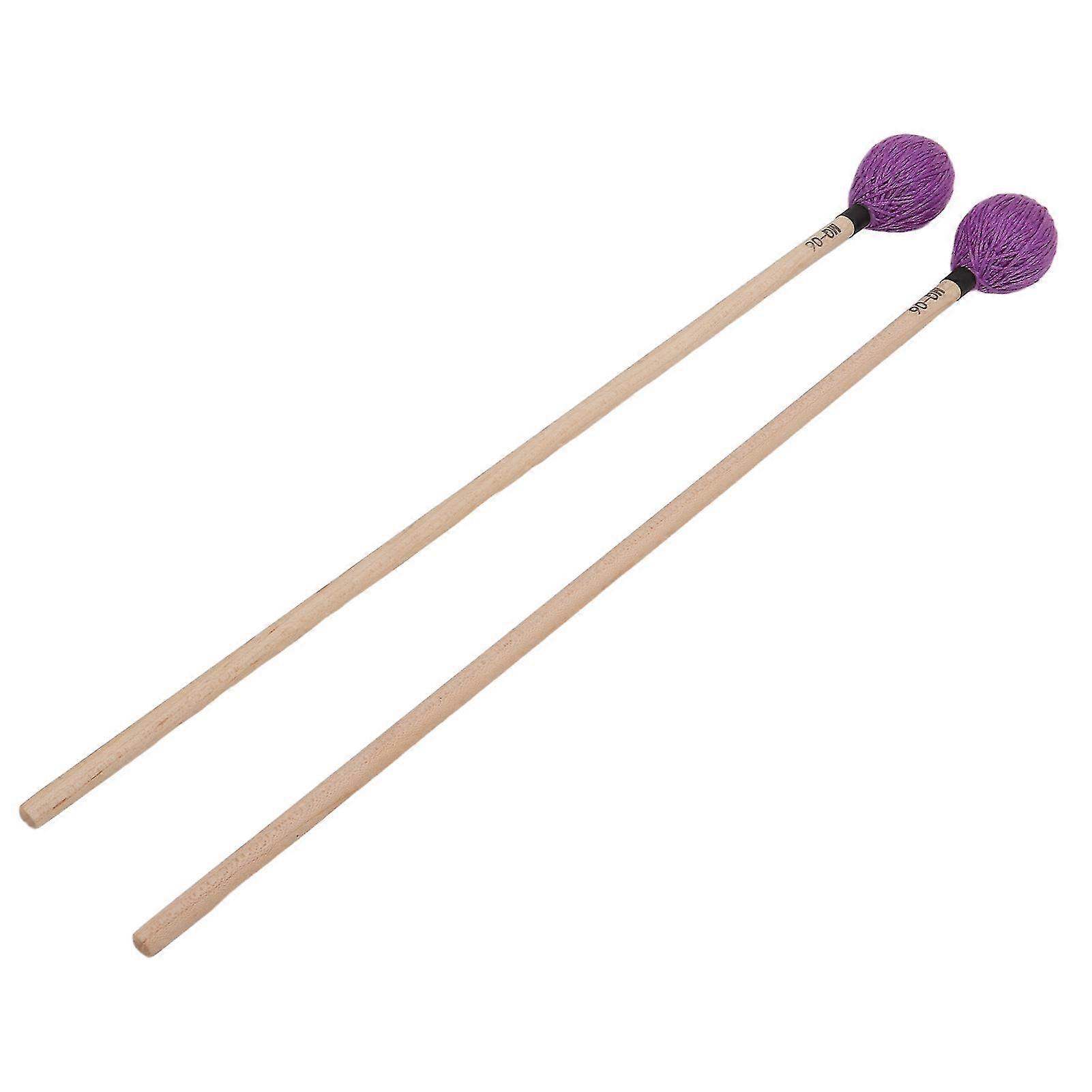Marimba Mallets - Medium Hard Yarn Head Maple Handle - 1 Pair (MQ?06Purple)