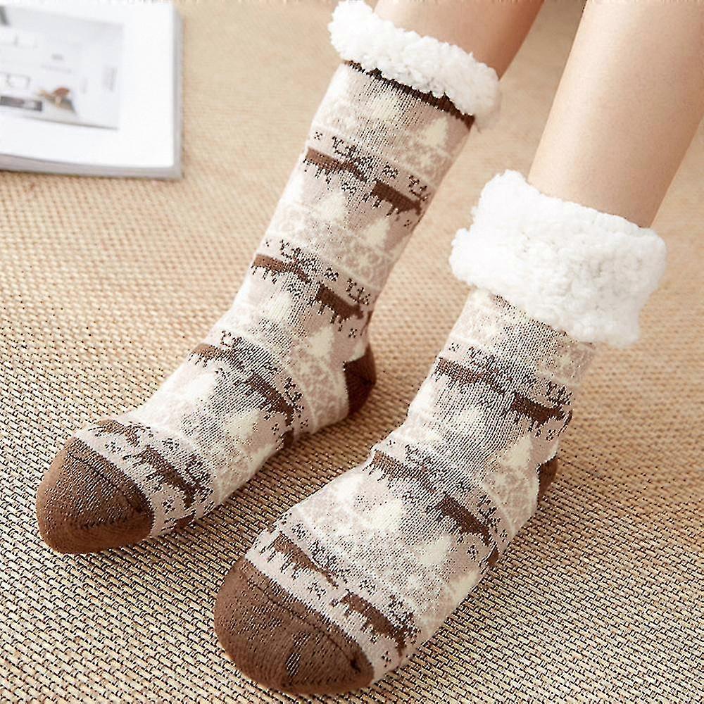 Bas de Noël pour femmes Mid Calf Extra Thick Fleece Lined Soft Floor Slipper Chaussettes