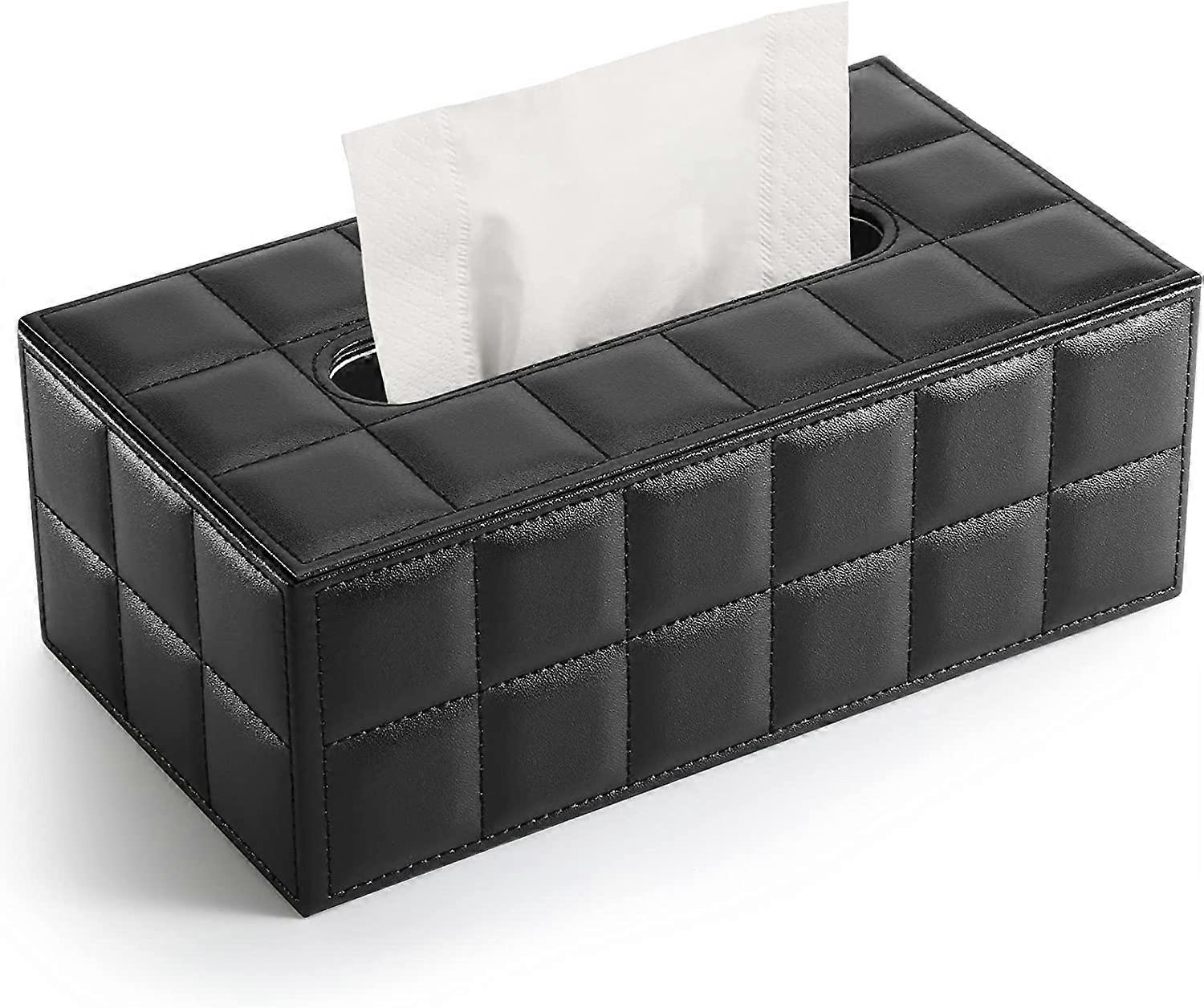 Dww-Rectangular Leather Tissue Box (Black)