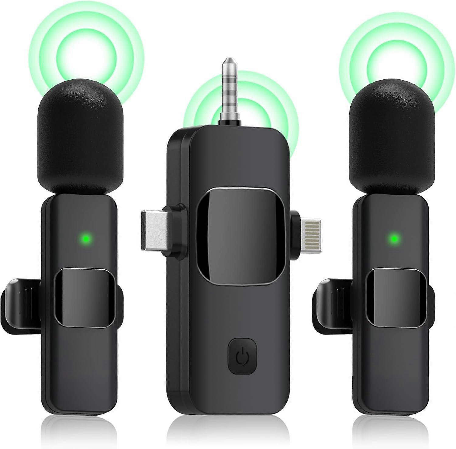 Wireless Lavalier Microphone for iPhone,Android, iPad,Camera, Mini Microphone Ultra-Low Delay 3-in-1 Receiver for Video Recording,Vlog, TikTok & YouTu