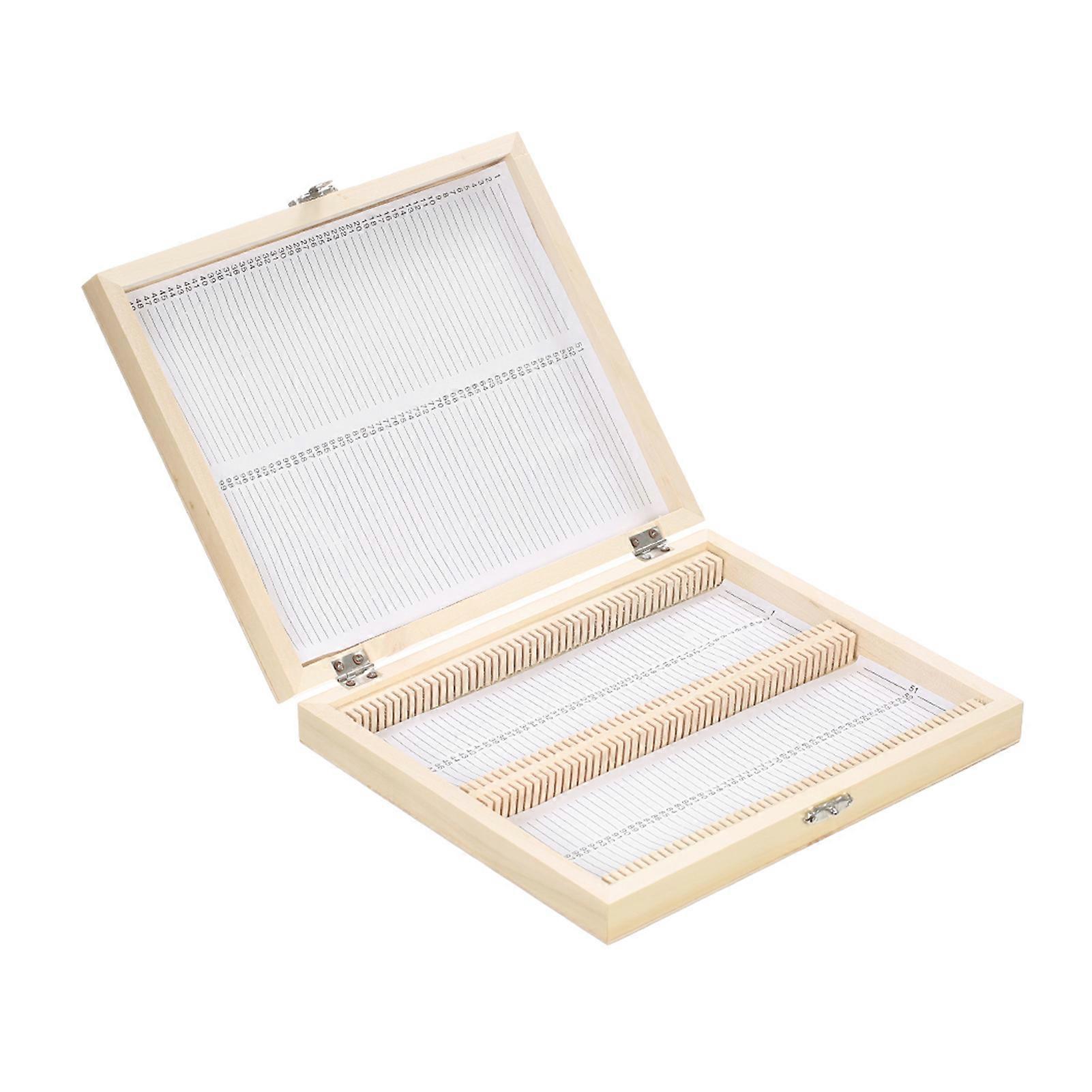 100-Places Wooden Slide Storage Box with Numbered Slots Contents Sheet for Prepared Microscope Slides
