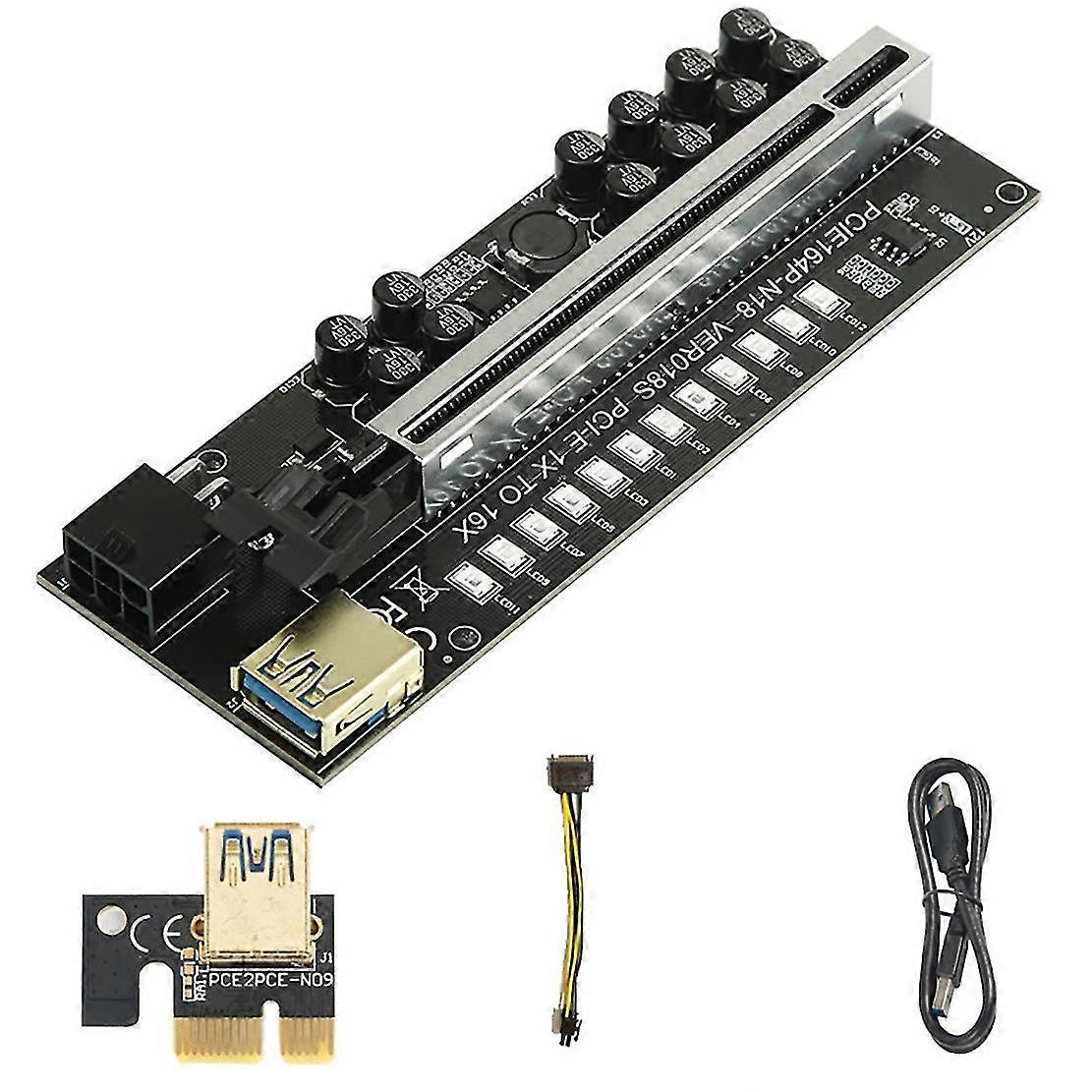 1 Pcs Pci-e 1x To 16x Usb3.0 6pin Gpu Riser Card Ver018s For Btc