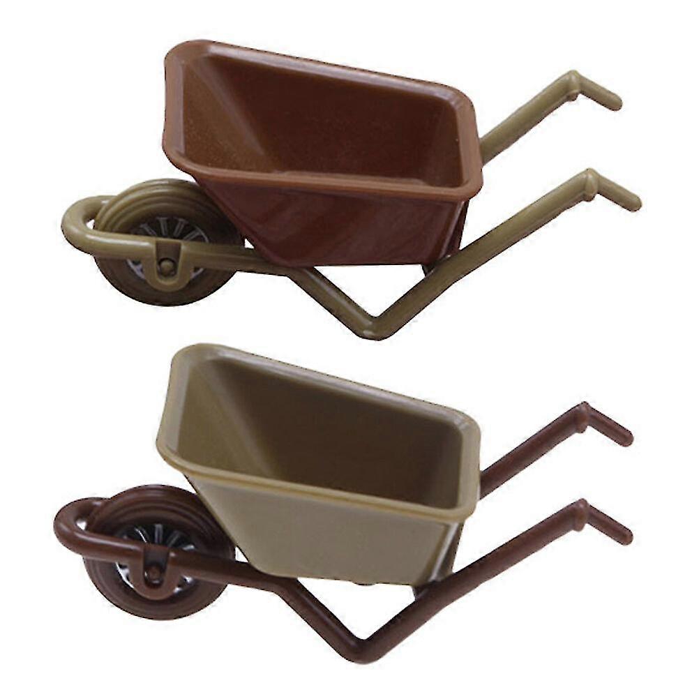 2pcs Cart Model Mini House Miniature Cart Decoration Mini Cart Model Mini House Accessory