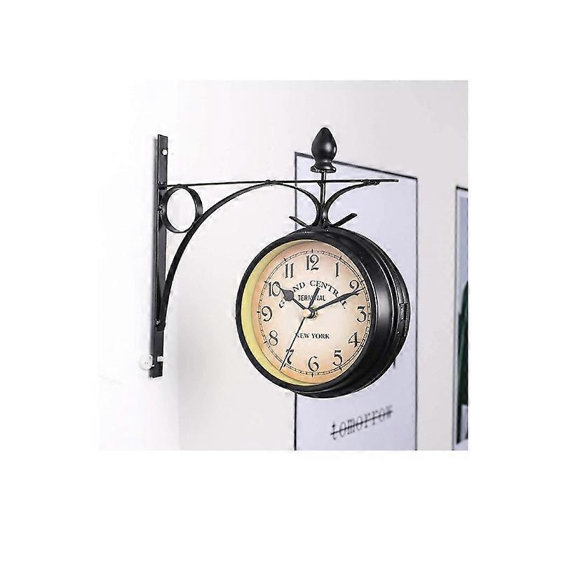 train station clock double-sided retro style digits wall clock