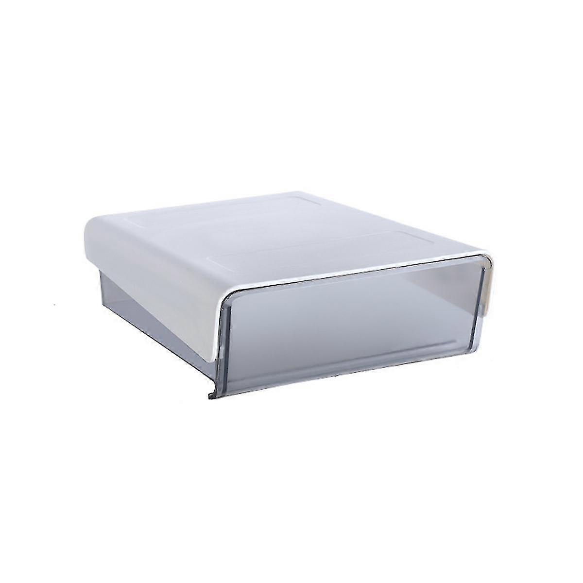 Under Desk Drawer Organizer No-Punch Strong Under Table Storage Box Grocery Storage White+Black