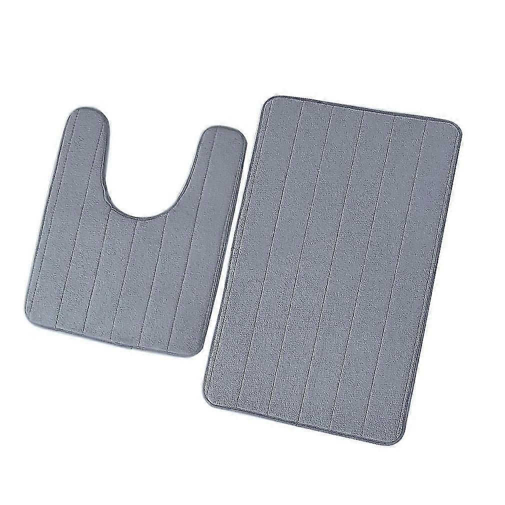 Tflycq Badrumsmatta, Badmatta Memory Foam Badmatta Mattor Badrum Halkfri Vattenabsorberande Microfiber Extra Mjuka Mattor, Set Med 2 Memory Foam Badmatta