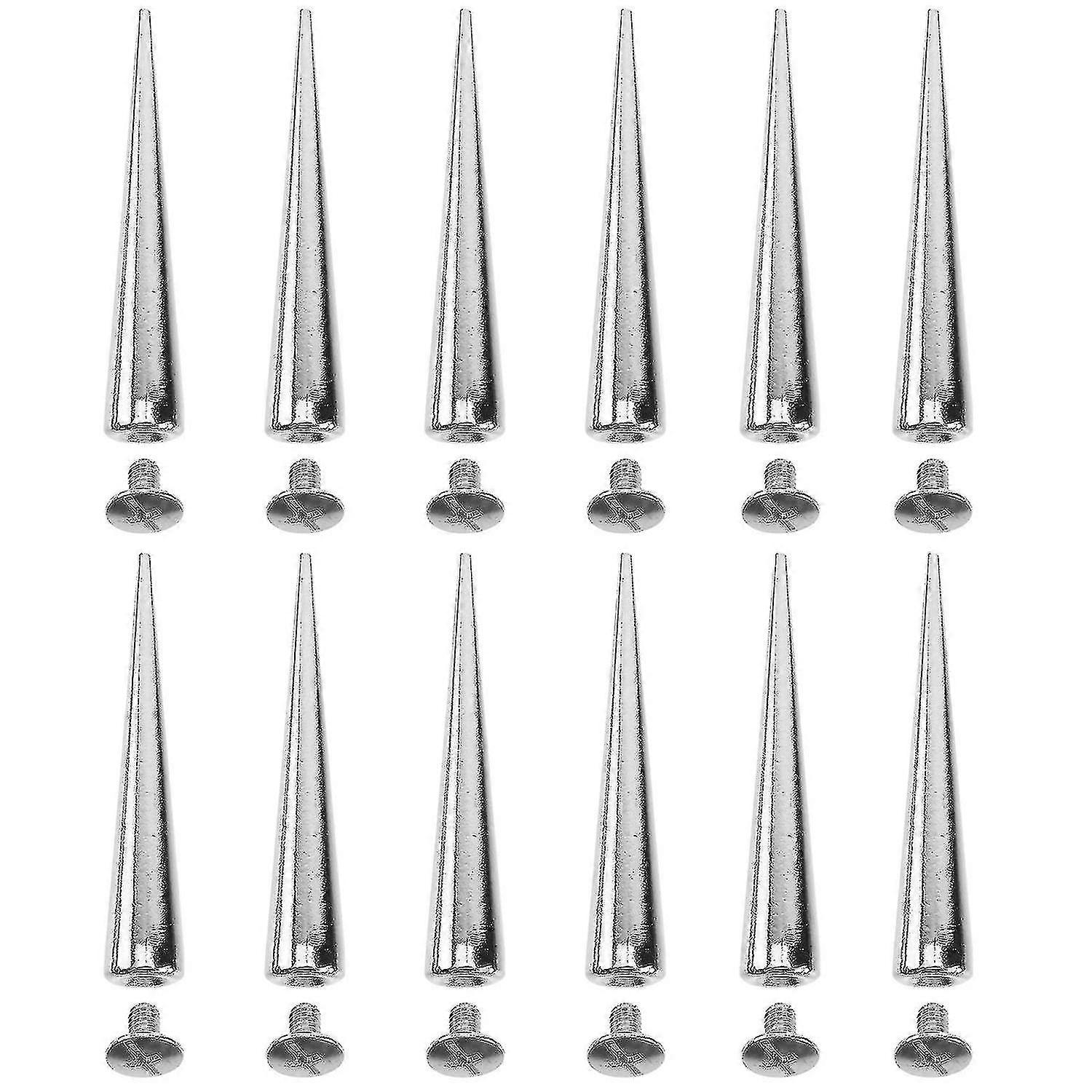 10pcs Solid Punk Bullet Large Spikes Metal Leather Rivets Diy Silver Cone Studs