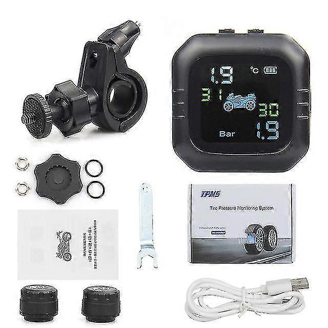 Tyre Temperature Monitoring Alarm System With 2 External Sensors Usb Solar Charging Motorcycle Tpms Motor Tire Pressure