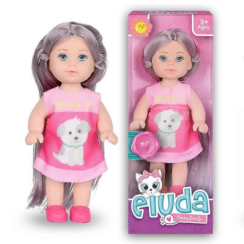 Simulação boneca de vinil macio menina boneca de brinquedo 4,5 polegadas boneca conjunto caixa de presente