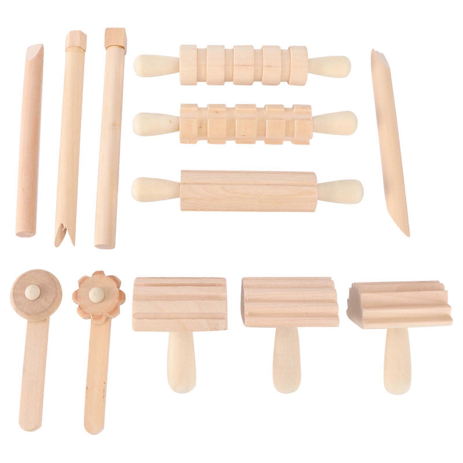 1 ensemble d'outils pratiques de modelage d'argile et de pâte à modeler, outil de moulage de boue colorée en bois