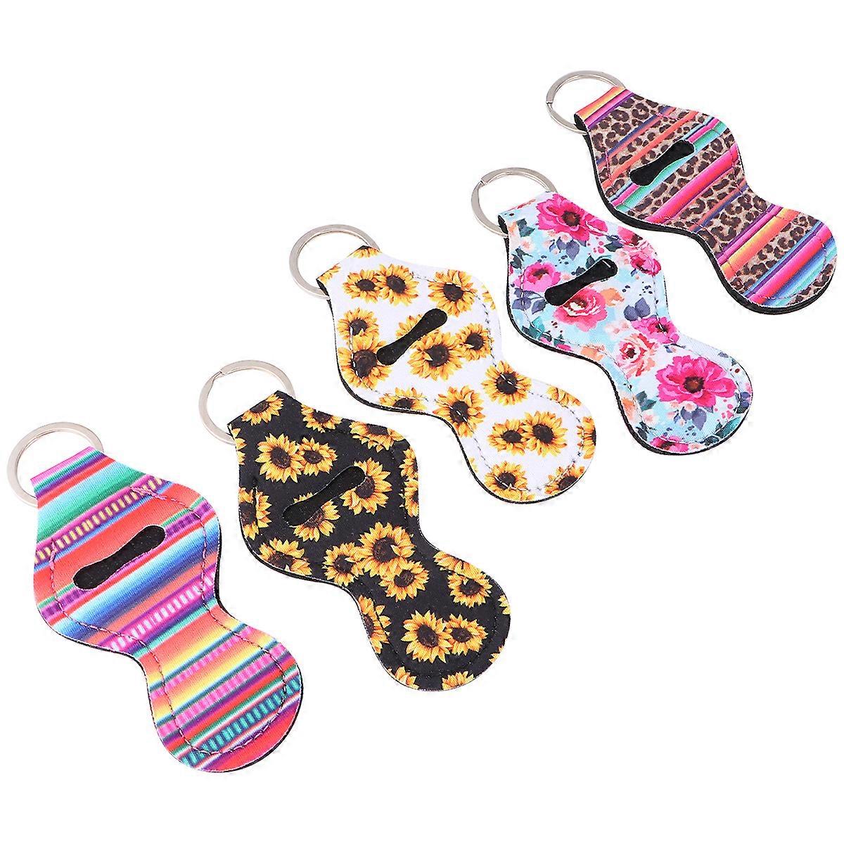 5 Pcs Purse Keychain Lip Balm Holders Keychain Lip Blam Keychain Chapstick Lipstick Holder Keychain Pendant Keyring