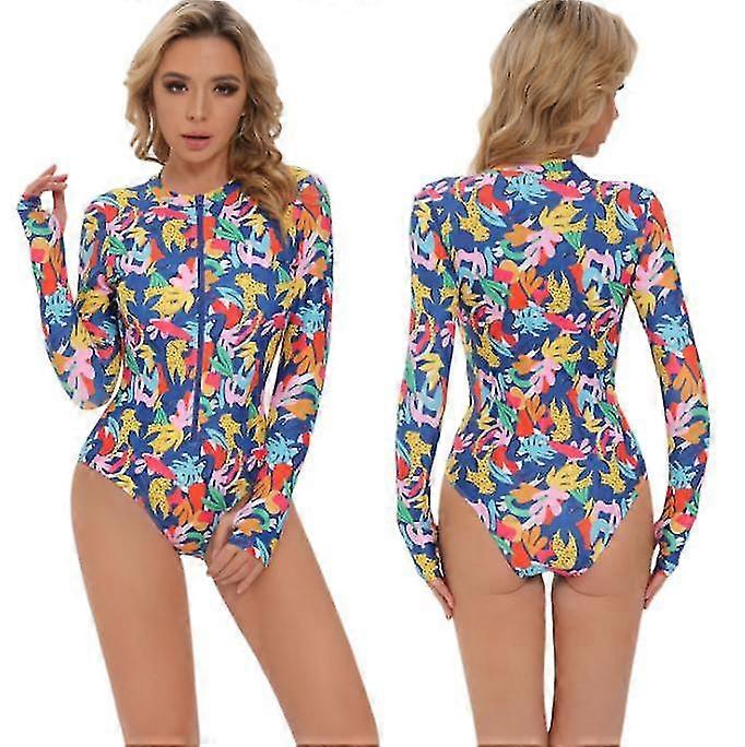 Damen Sport Einteiliger Badeanzug Langärmel Surf Bademode