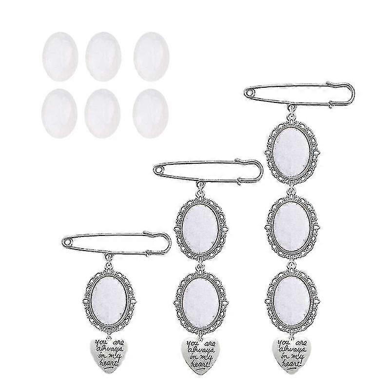 Wedding Bouquet Photo Charm Diy Pin Brooch Making Kit Lacy Frame Charm Oval Picture Frame With Pendant For Holiday Heart