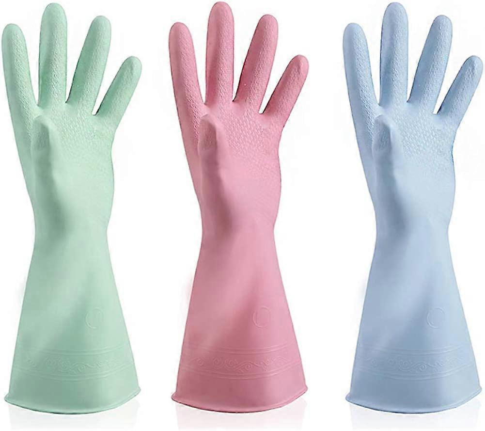 Reinigungshandschuhe, latexfrei, Flockfutter, Küchen-Geschirrspülhandschuhe, lange Stulpen, Set