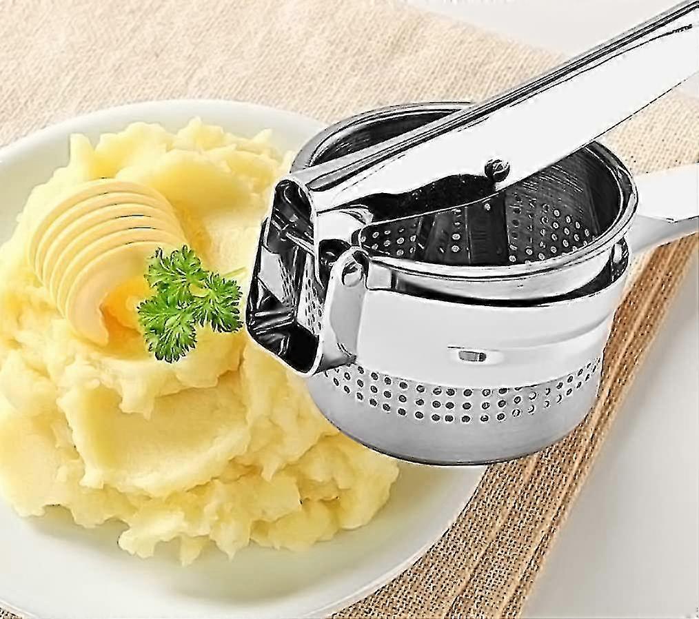 Multi-function Stainless Steel Masher For Mashed Potatoes, Fruit, Vegetables, Garlic And Apple Press, Dishwasher Safe