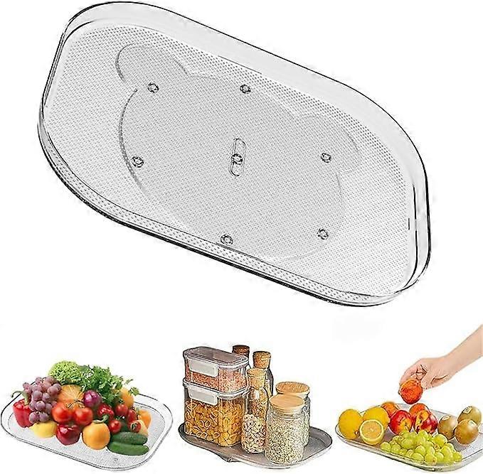 Rectangular lazy turntable for refrigerator, light luxury fruit plate, non-slip 360 rotating rectangular storage rack, used for refrigerators, tables,