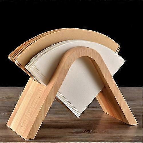 Coffee Filter Holder Coffee Storage Rack Filter Box Paper Base Bracket Display Stand Wooden V Holder