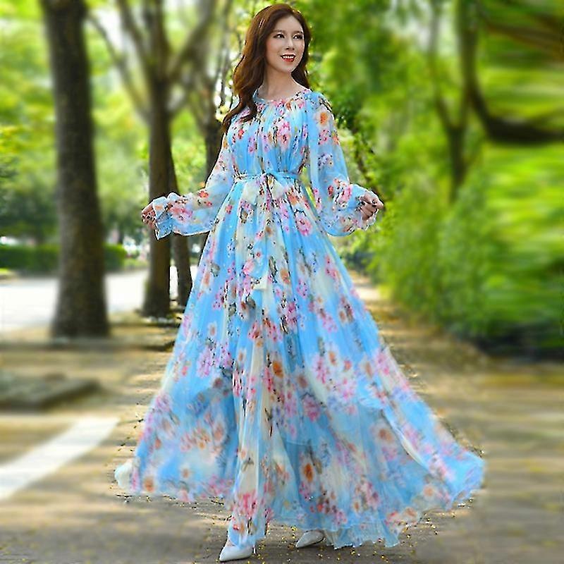 Wedding Guest Dresses Plus Size Floral Maxi Dress With Sleeves