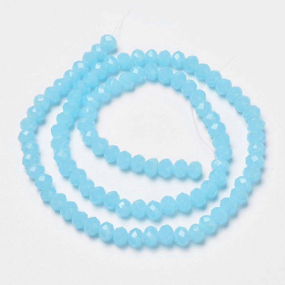 Glass Beads Strands Imitation Jade Faceted Rondelle Cyan 4x3mm Hole: 0.4mm about 113~115pcs/strand 41~42cm