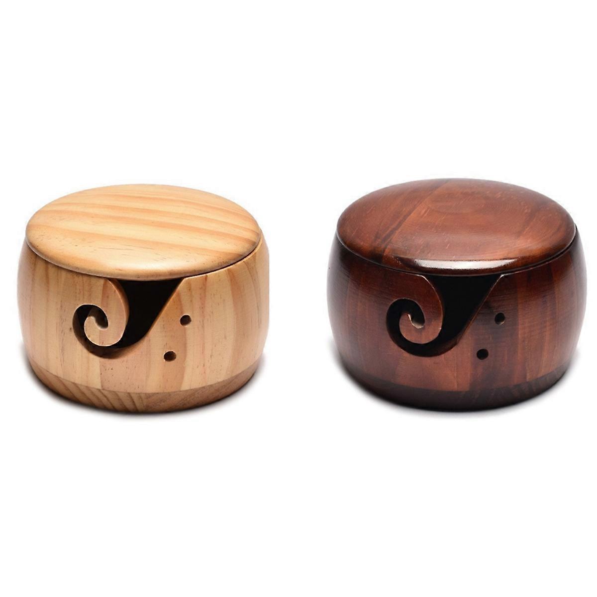 Wooden Yarn Bowl Crochet Storage Box Handmade DIY Knitting Hook and Thread Utensils