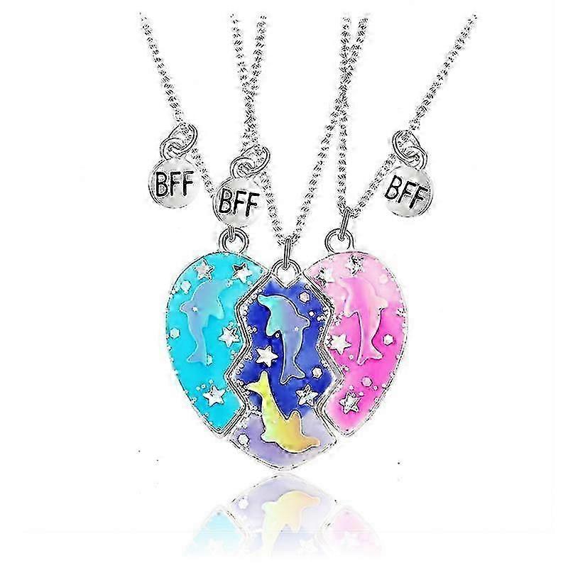 Three Sets Of Dolphin Necklace Can Be Separated Heart Pendant Suitable For Sister Friends Splicing Love Necklace Set