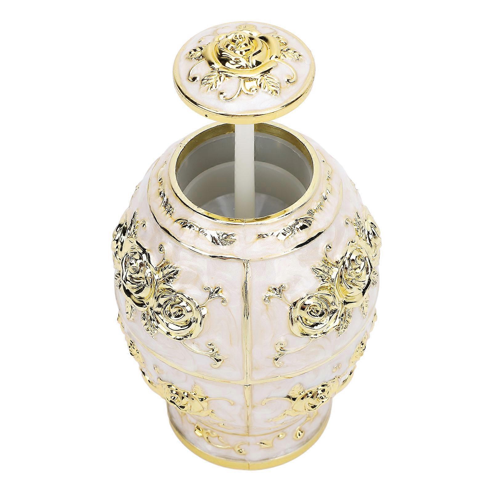 Toothpick Holder Box Innovative Metallic Color Plating Egg Shaped Flat Bottom Toothpick Organizer Container 